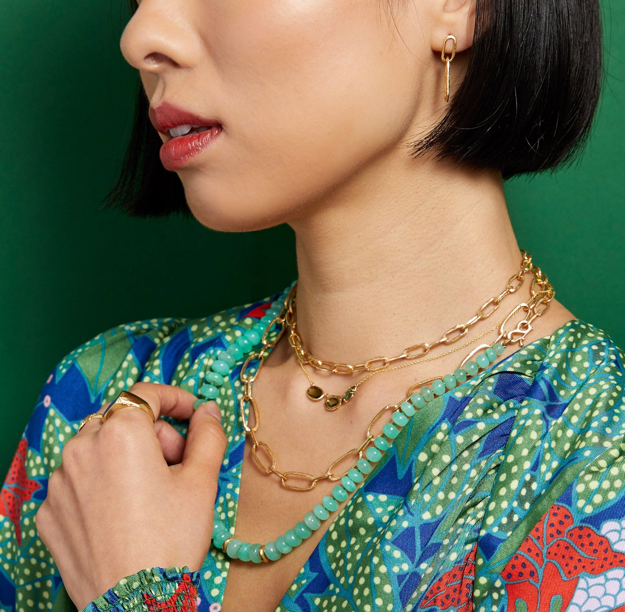 page sargisson ペイジサージソン　 ネックレス　「サル」 Handmade Necklaces - Colorful Gold and Sapphire Necklaces Brooklyn