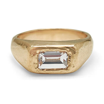 18K Emerald Cut Custom Signet Ring