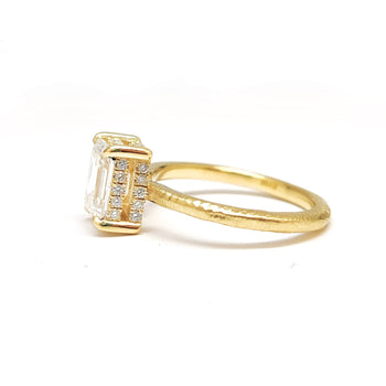 18K Emerald Cut Hoyt Setting with Hidden Pave Custom Ring