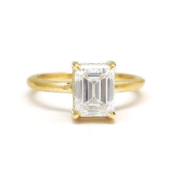 18K Emerald Cut Hoyt Setting with Hidden Pave Custom Ring