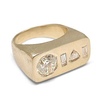 18K Heirloom and Melee Diamond Custom Signet Ring