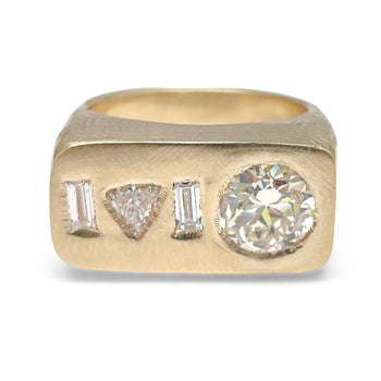 18K Heirloom and Melee Diamond Custom Signet Ring