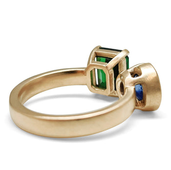 18K Tsavorite Garnet and Ceylon Sapphire Custom Ring