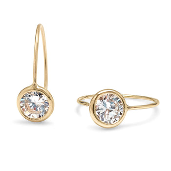18K Brilliant Cut Drop Earrings