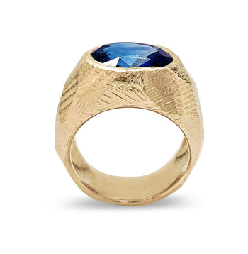 18k Heirloom Sapphire Custom Signet Ring