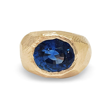 18k Heirloom Sapphire Custom Signet Ring