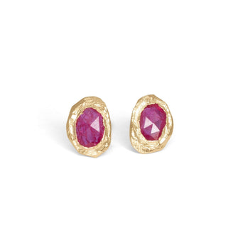 18K Carved Freeform Stud Earring in Ruby Earrings Page Sargisson