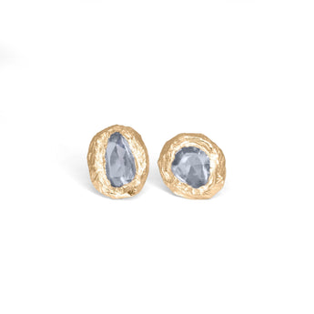 18K Freeform Stud Earring in Light Blue Sapphire Earrings Page Sargisson