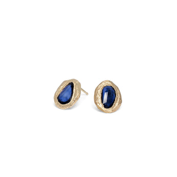18K Freeform Stud Earring in Dark Blue Sapphire Earrings Page Sargisson