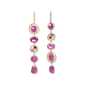 18K Five Drop Geometric Earrings In Ruby Earrings Page Sargisson
