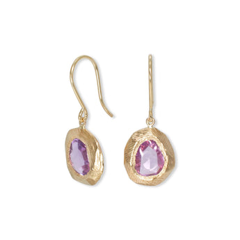 18K Freeform Drop Earring in Deep Pink Sapphire Earrings Page Sargisson