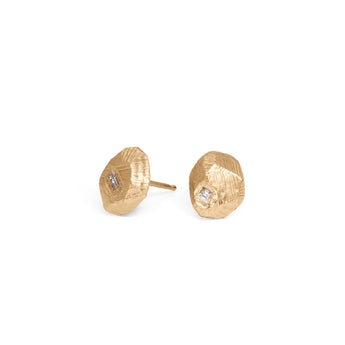 18K Carved Dome Earrings with Diamonds Earrings Page Sargisson