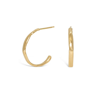 18K Organic Hammered Hoops Medium Earrings Page Sargisson
