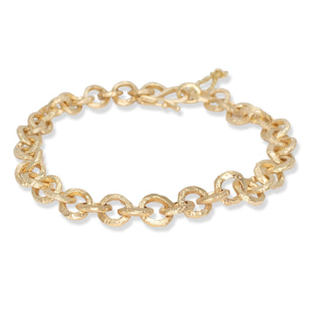 18K Carved Round Link Chain Bracelet Bracelet Page Sargisson