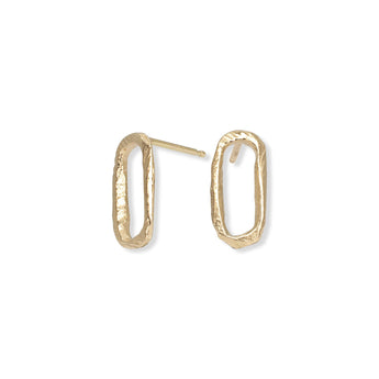 18K Carved Small Paperclip Studs Earrings Page Sargisson