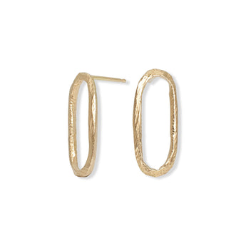 18K Carved Large Paperclip Studs Earrings Page Sargisson
