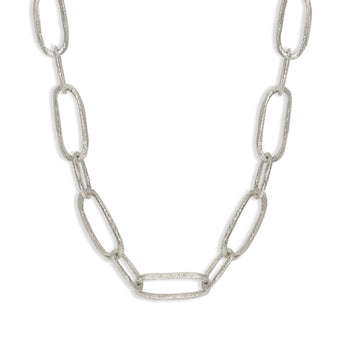 Sterling Silver Carved Large Paperclip Link Necklace Necklace Page Sargisson
