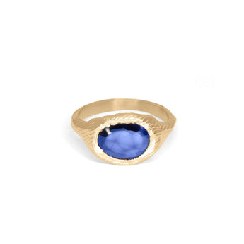 18K Signet Ring in Dark Blue Sapphire Rings Page Sargisson