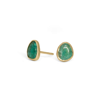 18K Freeform Smooth Stud Earrings - Emerald Earrings Page Sargisson