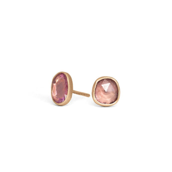 18K Freeform Smooth Stud Earrings - Pink Sapphire Earrings Page Sargisson