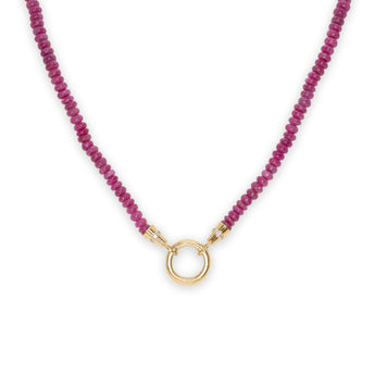 18K Beaded Chain Necklace with Diamond Caps in Opaque Ruby Necklace Page Sargisson