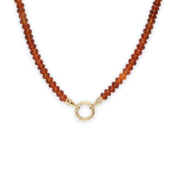 18K Beaded Chain Necklace with Diamond Caps in African Garnet Necklace Page Sargisson