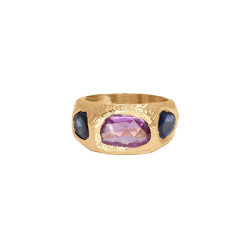 18K Three Stone Ring in Pink and Blue Sapphires Rings Page Sargisson
