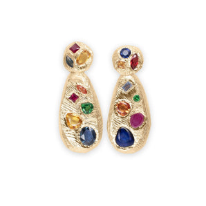 18K Rainbow Mosaic Cocktail Earrings Earrings Page Sargisson