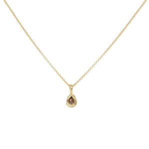 18K Diamond Solitaire Necklace - Cognac Teardrop Necklace Page Sargisson 