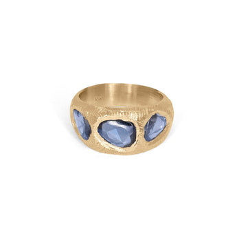 18K Three Stone Ring in Blue Sapphires Rings Page Sargisson