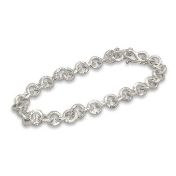 Sterling Silver Carved Round Link Chain Bracelet Bracelet Page Sargisson