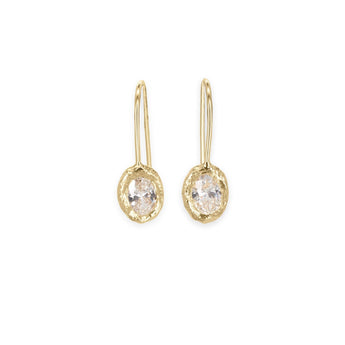 18K Oval Diamond Fixed Hook Earrings- 0.90CT Earrings Page Sargisson