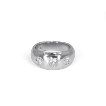 Platinum Ring with Triple Antique Old Mine Cut Diamonds Ring Page Sargisson