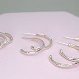 Sterling Silver Organic Hammered Hoops Medium Earrings Page Sargisson 