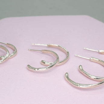 Sterling Silver Organic Hammered Hoops Medium Earrings Page Sargisson 