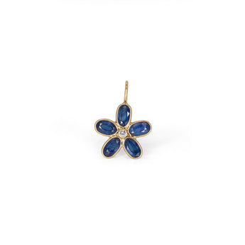 18K Gold Gemstone Flower Charm Necklace Sarraf Jewelers Sapphire