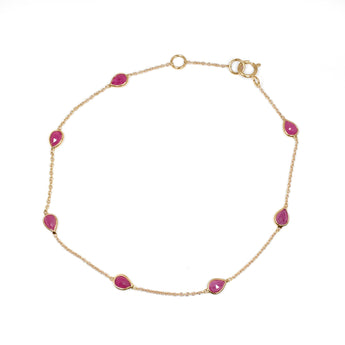 18K Gold Petite Gemstone Station Bracelet Bracelet Sarraf Jewelers Ruby