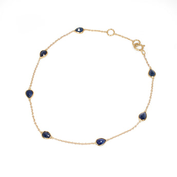 18K Gold Petite Station Bracelet in Sapphire Bracelet Sarraf Jewelers