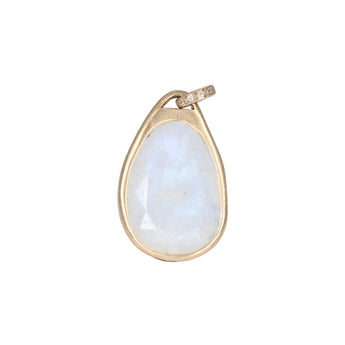 VINTAGE- 9K Gold Moonstone Pendant with Diamond Bail Ring RADHA GOLD
