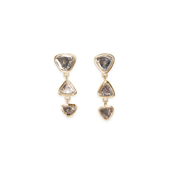 9K Gold Bezel Set Polki Diamond Slice Three Drop Earrings Earrings RADHA GOLD
