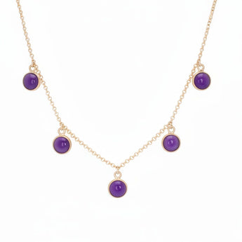 10K Cabochon Five Gemstone Drop Necklace Necklace Page Sargisson Amethyst
