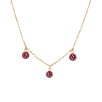 10K Cabochon Triple Gemstone Drop Necklace Necklace Page Sargisson Garnet
