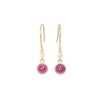 10K Diamond and Cabochon Gemstone Drop Earrings Earrings Page Sargisson Rhodolite Garnet