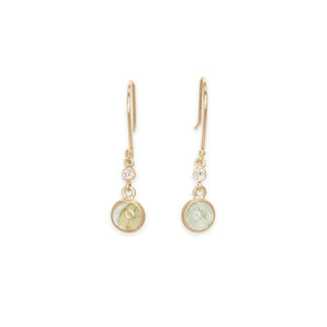 10K Round Gemstone Drop Earrings with Diamonds Earrings Page Sargisson Tourmaline