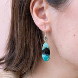 18K Green Sapphire & Petrified Blue Opal Earring Hidden Page Sargisson 