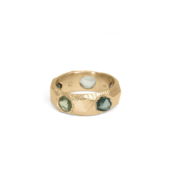 18K Five Sapphire Ring in Green Hidden Page Sargisson