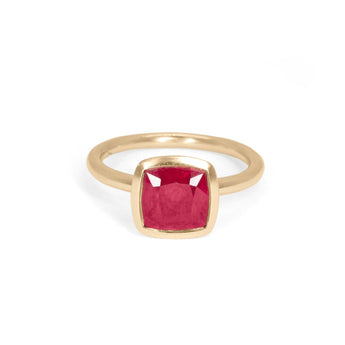 18K Gold Madison Ring with 2.89ct Cushion Cut Ruby Ring Page Sargisson