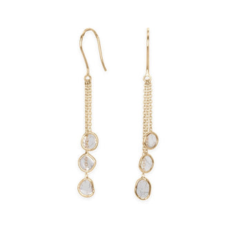 18K Gold Short Diamond Slice Drop Earrings Earrings Rava