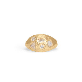 18K Signet Ring in Mixed Geometric Diamonds Rings Page Sargisson