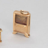 Vintage TV and Fireplace Charms Hidden Page Sargisson Old TV 